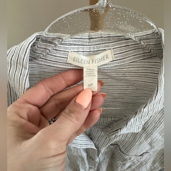 Eileen Fisher Striped Linen Button Down Shirt – Size Small - Picture 3 of 10